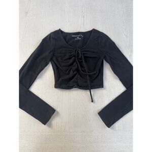 Y2K Aeropostale Black Crop Top Witchy Goth Whimsigoth Grunge (H)